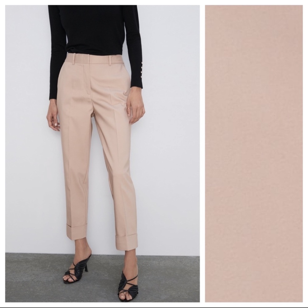 Zara Beige Trousers Mid-rise